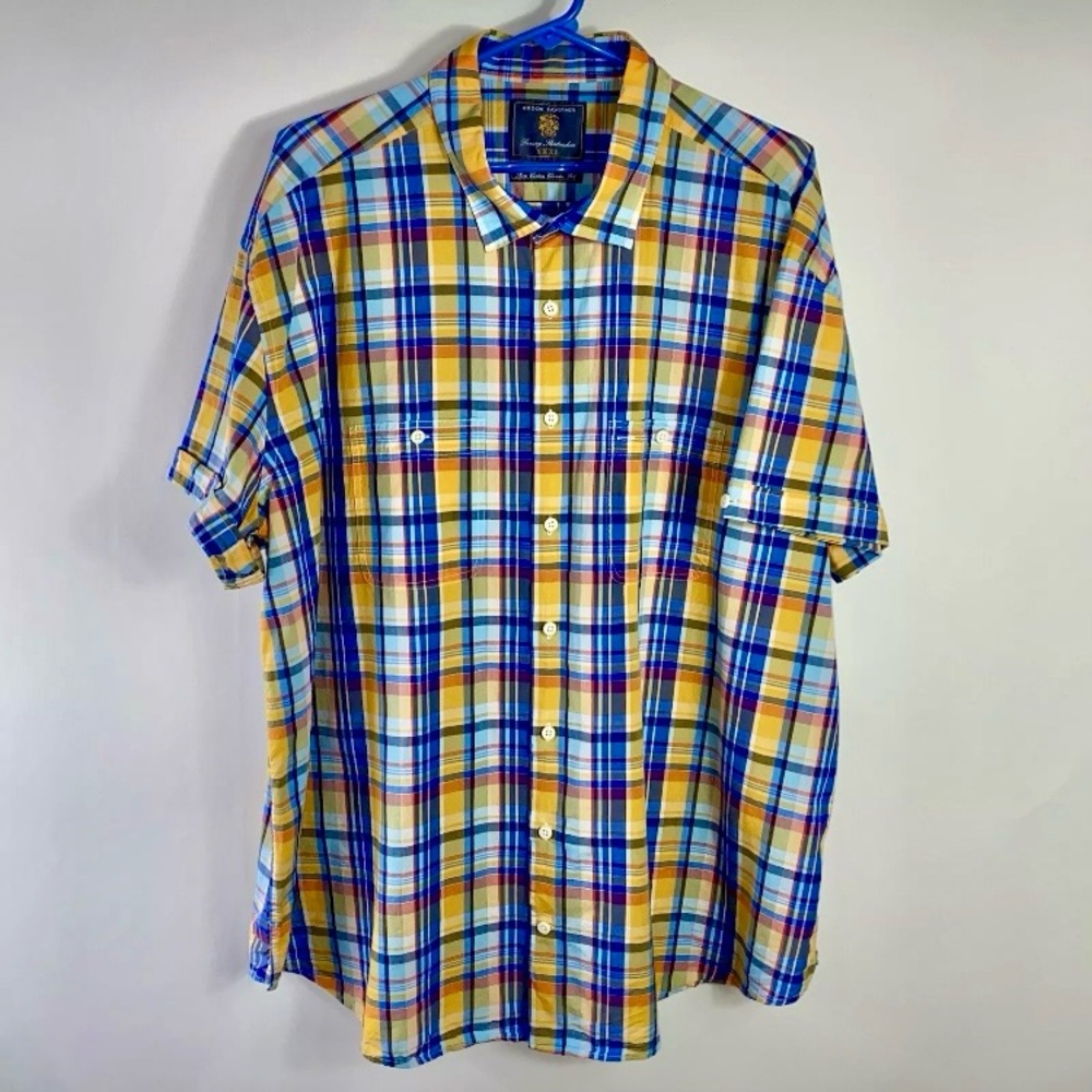 Brook Taverner Men’s Pure Cotton Classic Fit Short Sleeve Button Up Shirt XXXL